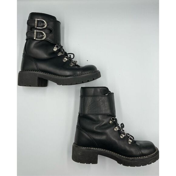 Harley Davidson Double Buckle Leather Lace Up Combat Riding Boot Womens Size 6 - Picture 6 of 14